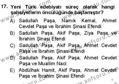 Yeni Türk Edebiyatına Giriş 1 Dersi 2012 - 2013 Yılı (Vize) Ara Sınavı 17. Soru