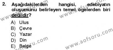 Yeni Türk Edebiyatına Giriş 1 Dersi 2012 - 2013 Yılı (Vize) Ara Sınavı 2. Soru