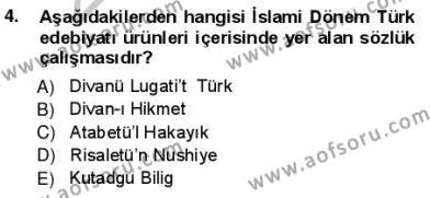 Yeni Türk Edebiyatına Giriş 1 Dersi 2012 - 2013 Yılı (Vize) Ara Sınavı 4. Soru
