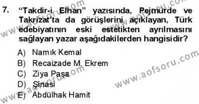 Yeni Türk Edebiyatına Giriş 1 Dersi 2012 - 2013 Yılı (Vize) Ara Sınavı 7. Soru