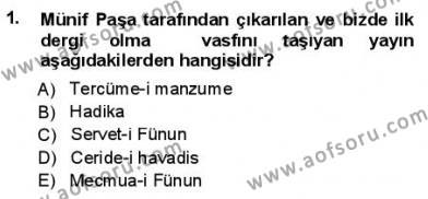 Yeni Türk Edebiyatına Giriş 1 Dersi 2012 - 2013 Yılı (Final) Dönem Sonu Sınavı 1. Soru
