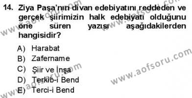 Yeni Türk Edebiyatına Giriş 1 Dersi 2012 - 2013 Yılı (Final) Dönem Sonu Sınavı 14. Soru