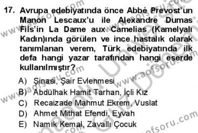 Yeni Türk Edebiyatına Giriş 1 Dersi 2012 - 2013 Yılı (Final) Dönem Sonu Sınavı 17. Soru