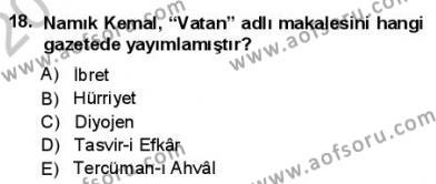Yeni Türk Edebiyatına Giriş 1 Dersi 2012 - 2013 Yılı (Final) Dönem Sonu Sınavı 18. Soru