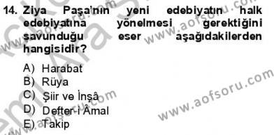 Yeni Türk Edebiyatına Giriş 1 Dersi 2013 - 2014 Yılı (Vize) Ara Sınavı 14. Soru