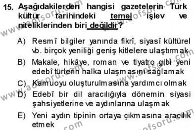 Yeni Türk Edebiyatına Giriş 1 Dersi 2013 - 2014 Yılı (Vize) Ara Sınavı 15. Soru
