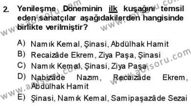Yeni Türk Edebiyatına Giriş 1 Dersi 2013 - 2014 Yılı (Vize) Ara Sınavı 2. Soru