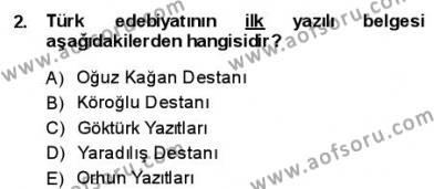 Yeni Türk Edebiyatına Giriş 1 Dersi 2013 - 2014 Yılı (Final) Dönem Sonu Sınavı 2. Soru
