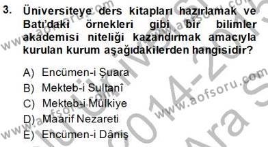 Yeni Türk Edebiyatına Giriş 1 Dersi 2014 - 2015 Yılı (Vize) Ara Sınavı 3. Soru