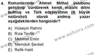 Yeni Türk Edebiyatına Giriş 1 Dersi 2014 - 2015 Yılı (Vize) Ara Sınavı 4. Soru