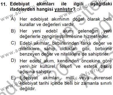 Yeni Türk Edebiyatına Giriş 1 Dersi 2015 - 2016 Yılı (Vize) Ara Sınavı 11. Soru