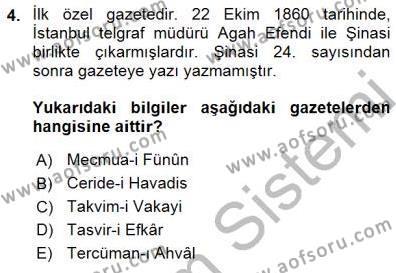 Yeni Türk Edebiyatına Giriş 1 Dersi 2015 - 2016 Yılı (Final) Dönem Sonu Sınavı 4. Soru