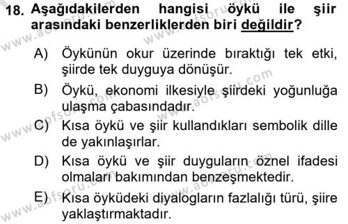 Yeni Türk Edebiyatına Giriş 1 Dersi 2017 - 2018 Yılı (Vize) Ara Sınavı 18. Soru
