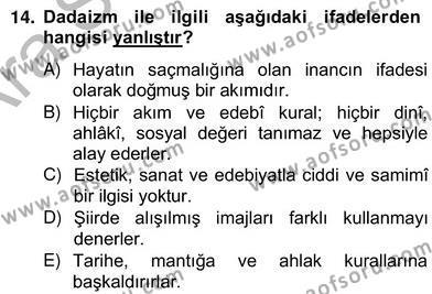 Yeni Türk Edebiyatına Giriş 2 Dersi 2012 - 2013 Yılı (Vize) Ara Sınavı 14. Soru