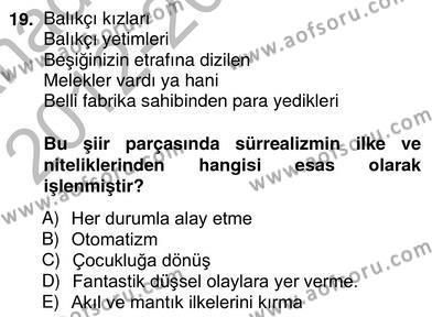 Yeni Türk Edebiyatına Giriş 2 Dersi 2012 - 2013 Yılı (Vize) Ara Sınavı 19. Soru