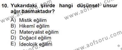 Yeni Türk Edebiyatına Giriş 2 Dersi 2012 - 2013 Yılı (Final) Dönem Sonu Sınavı 10. Soru