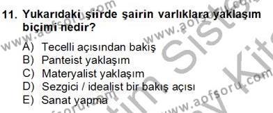Yeni Türk Edebiyatına Giriş 2 Dersi 2012 - 2013 Yılı (Final) Dönem Sonu Sınavı 11. Soru