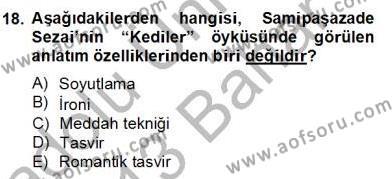 Yeni Türk Edebiyatına Giriş 2 Dersi 2012 - 2013 Yılı (Final) Dönem Sonu Sınavı 18. Soru