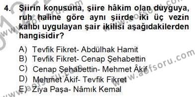 Yeni Türk Edebiyatına Giriş 2 Dersi 2012 - 2013 Yılı (Final) Dönem Sonu Sınavı 4. Soru