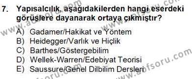 Yeni Türk Edebiyatına Giriş 2 Dersi 2012 - 2013 Yılı (Final) Dönem Sonu Sınavı 7. Soru