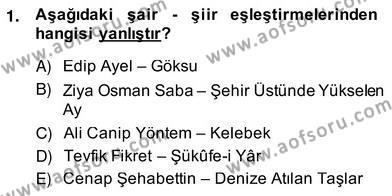 Yeni Türk Edebiyatına Giriş 2 Dersi 2013 - 2014 Yılı (Vize) Ara Sınavı 1. Soru