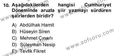 Yeni Türk Edebiyatına Giriş 2 Dersi 2013 - 2014 Yılı (Vize) Ara Sınavı 10. Soru