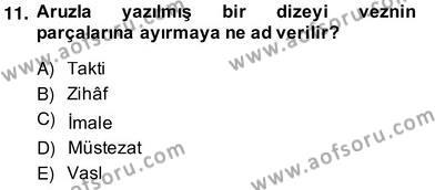 Yeni Türk Edebiyatına Giriş 2 Dersi 2013 - 2014 Yılı (Vize) Ara Sınavı 11. Soru
