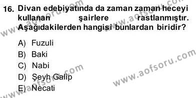 Yeni Türk Edebiyatına Giriş 2 Dersi 2013 - 2014 Yılı (Vize) Ara Sınavı 16. Soru