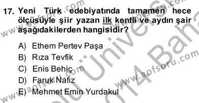 Yeni Türk Edebiyatına Giriş 2 Dersi 2013 - 2014 Yılı (Vize) Ara Sınavı 17. Soru