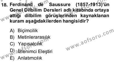 Yeni Türk Edebiyatına Giriş 2 Dersi 2013 - 2014 Yılı (Vize) Ara Sınavı 18. Soru