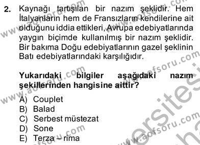 Yeni Türk Edebiyatına Giriş 2 Dersi 2013 - 2014 Yılı (Vize) Ara Sınavı 2. Soru