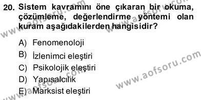 Yeni Türk Edebiyatına Giriş 2 Dersi 2013 - 2014 Yılı (Vize) Ara Sınavı 20. Soru