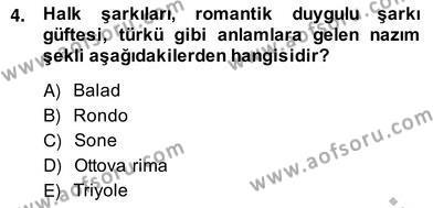 Yeni Türk Edebiyatına Giriş 2 Dersi 2013 - 2014 Yılı (Vize) Ara Sınavı 4. Soru