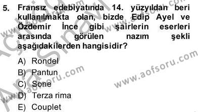 Yeni Türk Edebiyatına Giriş 2 Dersi 2013 - 2014 Yılı (Vize) Ara Sınavı 5. Soru