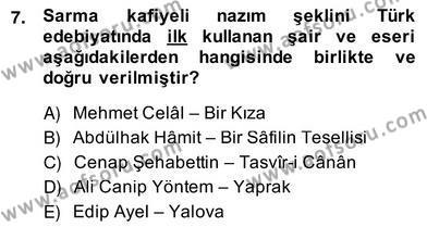 Yeni Türk Edebiyatına Giriş 2 Dersi 2013 - 2014 Yılı (Vize) Ara Sınavı 7. Soru