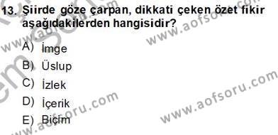 Yeni Türk Edebiyatına Giriş 2 Dersi 2013 - 2014 Yılı (Final) Dönem Sonu Sınavı 13. Soru