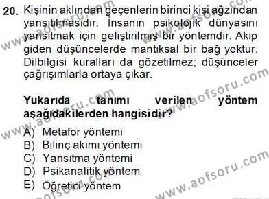 Yeni Türk Edebiyatına Giriş 2 Dersi 2013 - 2014 Yılı (Final) Dönem Sonu Sınavı 20. Soru