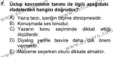 Yeni Türk Edebiyatına Giriş 2 Dersi 2013 - 2014 Yılı (Final) Dönem Sonu Sınavı 7. Soru