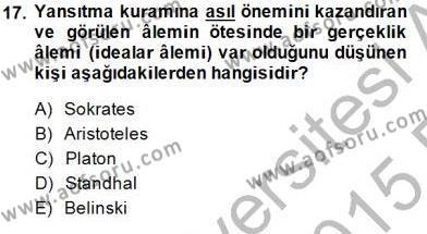 Yeni Türk Edebiyatına Giriş 2 Dersi 2014 - 2015 Yılı (Vize) Ara Sınavı 17. Soru
