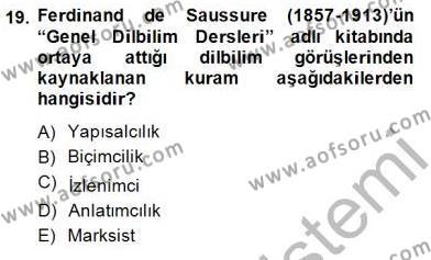 Yeni Türk Edebiyatına Giriş 2 Dersi 2014 - 2015 Yılı (Vize) Ara Sınavı 19. Soru