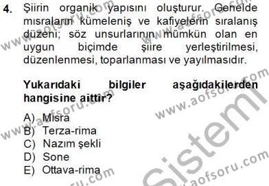 Yeni Türk Edebiyatına Giriş 2 Dersi 2014 - 2015 Yılı (Vize) Ara Sınavı 4. Soru