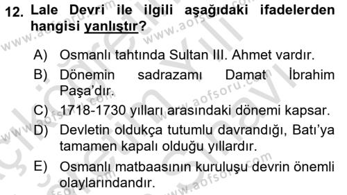 Yeni Türk Edebiyatına Giriş 2 Dersi 2021 - 2022 Yılı (Vize) Ara Sınavı 12. Soru