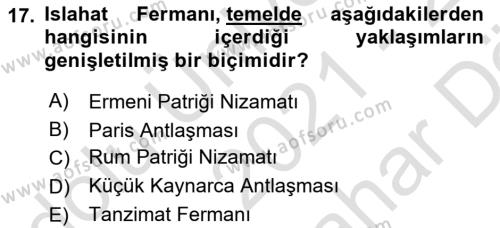 Yeni Türk Edebiyatına Giriş 2 Dersi 2021 - 2022 Yılı (Vize) Ara Sınavı 17. Soru