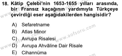 Yeni Türk Edebiyatına Giriş 2 Dersi 2021 - 2022 Yılı (Vize) Ara Sınavı 18. Soru