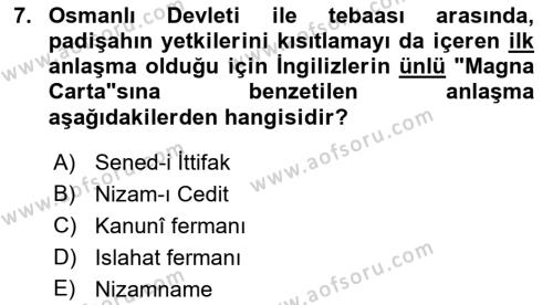 Yeni Türk Edebiyatına Giriş 2 Dersi 2021 - 2022 Yılı (Vize) Ara Sınavı 7. Soru