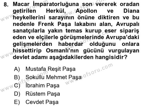 Yeni Türk Edebiyatına Giriş 2 Dersi 2021 - 2022 Yılı (Vize) Ara Sınavı 8. Soru