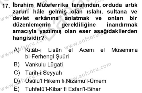 Yeni Türk Edebiyatına Giriş 2 Dersi 2021 - 2022 Yılı (Final) Dönem Sonu Sınavı 17. Soru