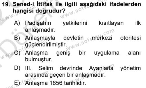 Yeni Türk Edebiyatına Giriş 2 Dersi 2021 - 2022 Yılı (Final) Dönem Sonu Sınavı 19. Soru