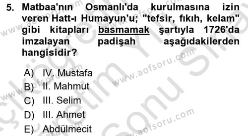 Yeni Türk Edebiyatına Giriş 2 Dersi 2021 - 2022 Yılı (Final) Dönem Sonu Sınavı 5. Soru