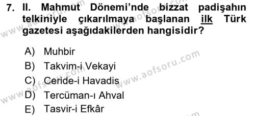 Yeni Türk Edebiyatına Giriş 2 Dersi 2021 - 2022 Yılı (Final) Dönem Sonu Sınavı 7. Soru